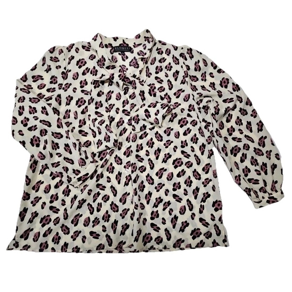 ELOQUII Tie Neck Blouse Leopard Print Women's‎ size 16